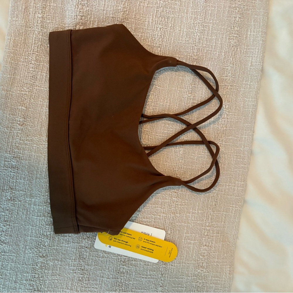 Chic Brown Strappy Sports Bra